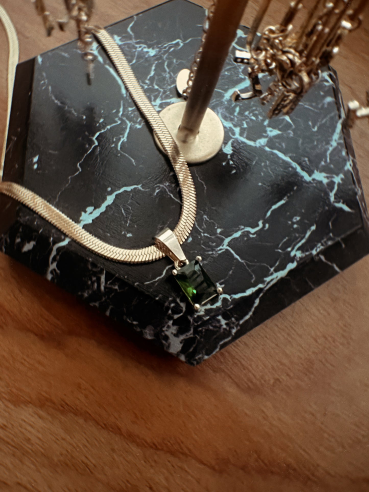 Gemstone snake chain necklace