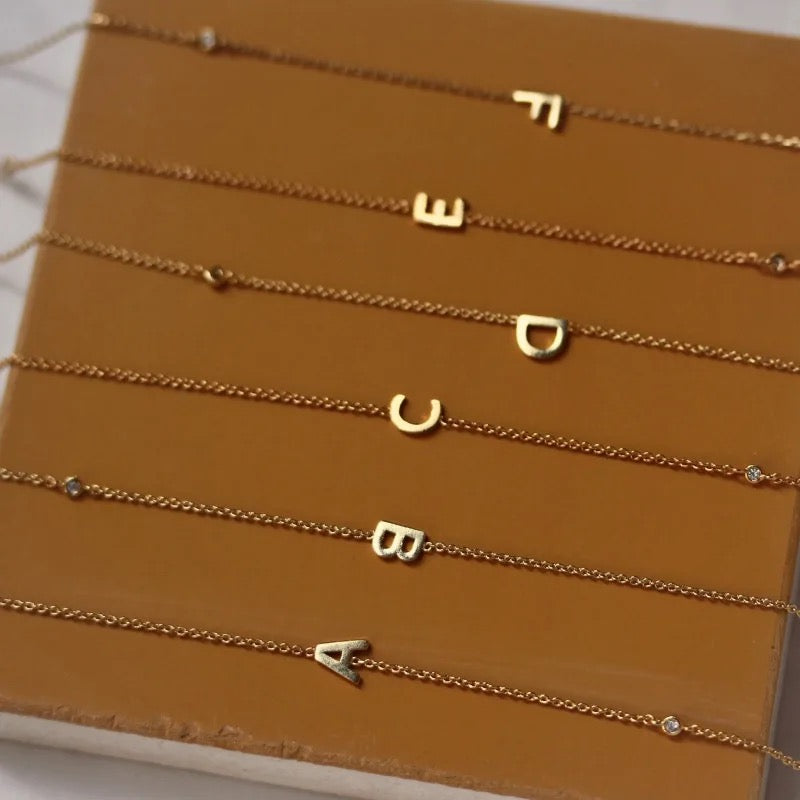 Dainty diamonds initial necklace