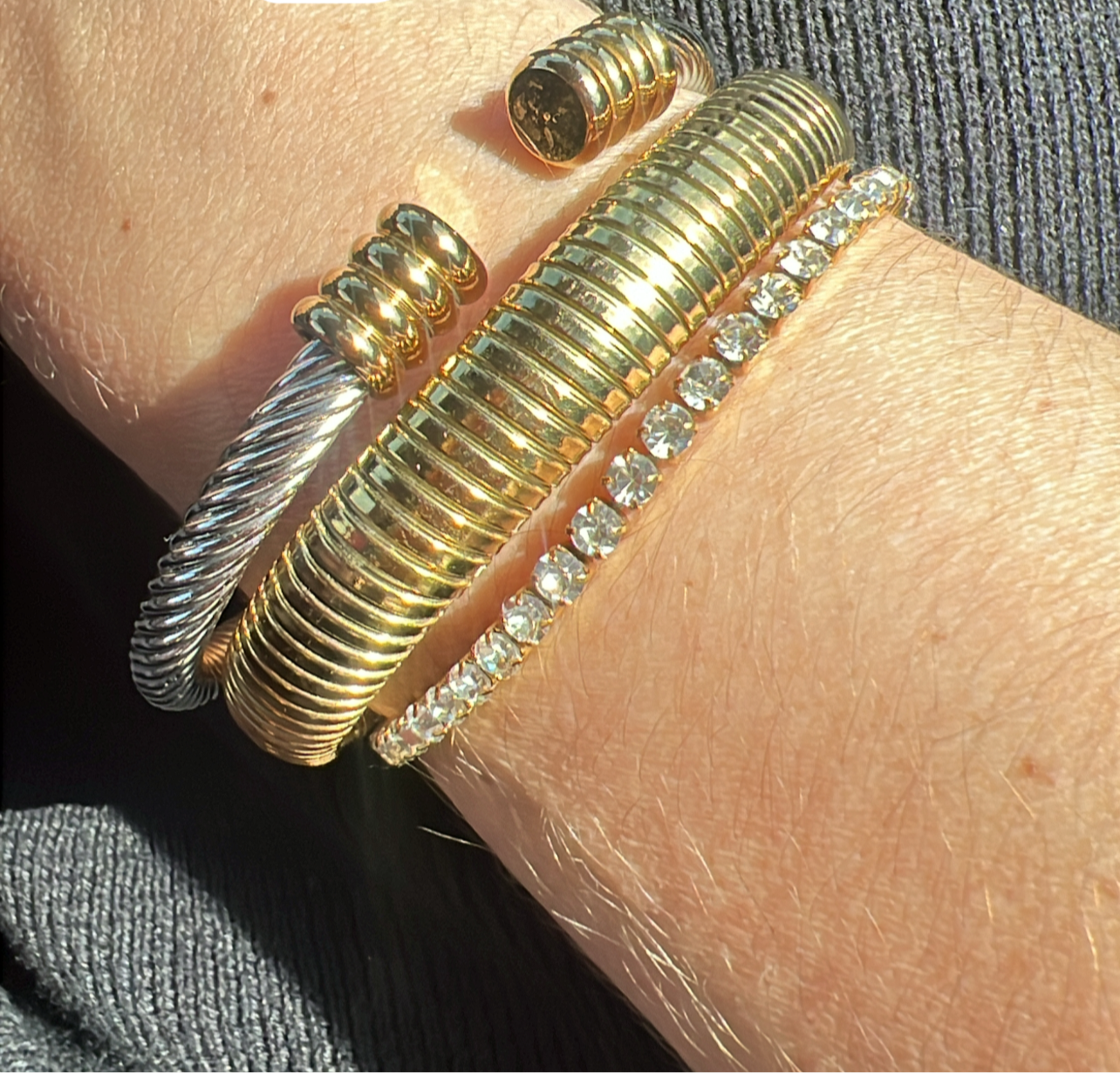 Silver and gold cable bracelet