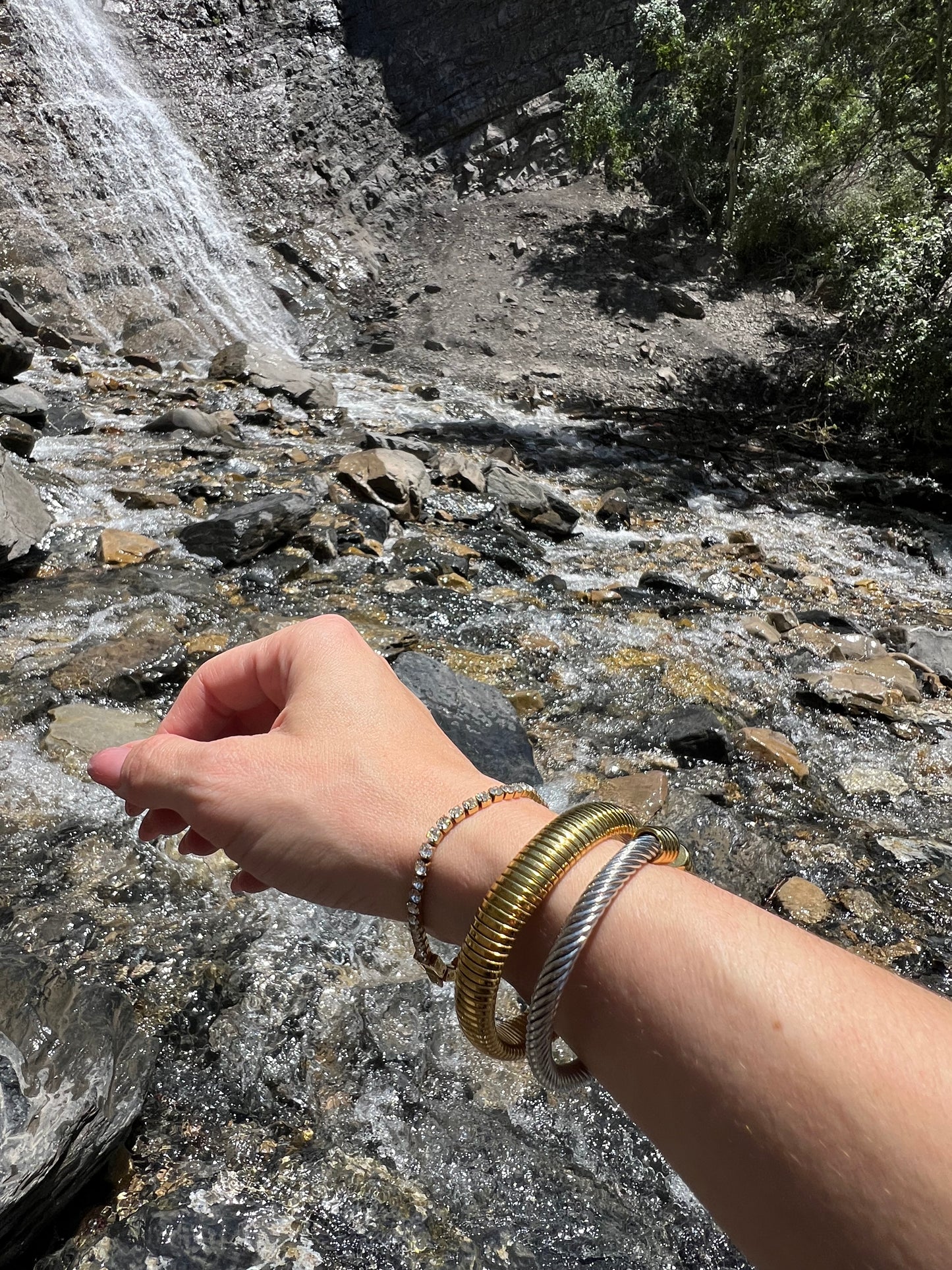 Silver and gold cable bracelet