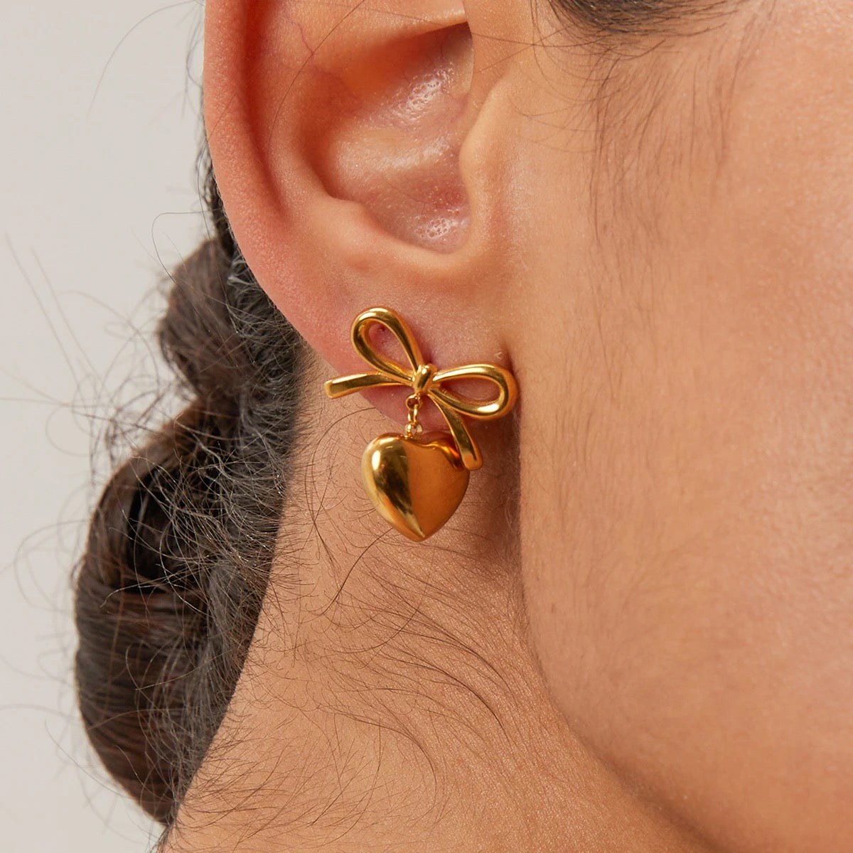 Paisley bow and heart earrings