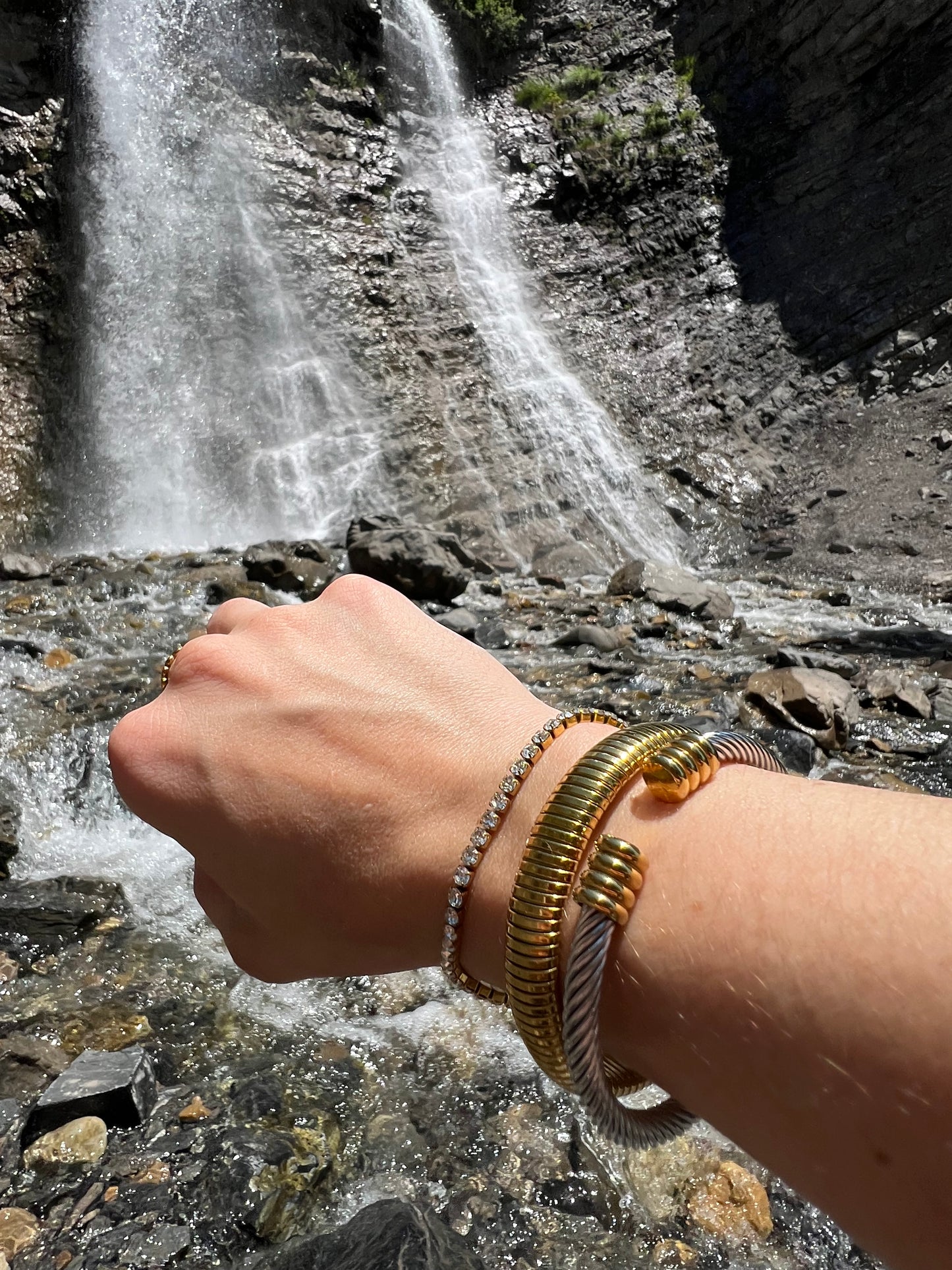 Silver and gold cable bracelet