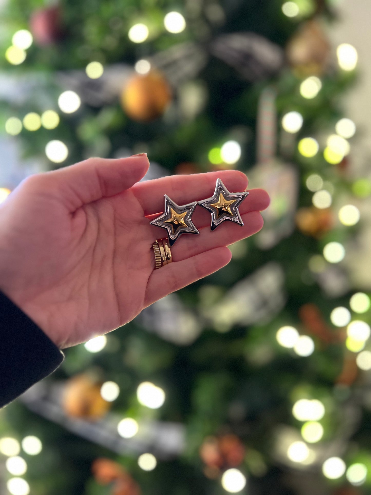 STAR mixed metal bold earrings