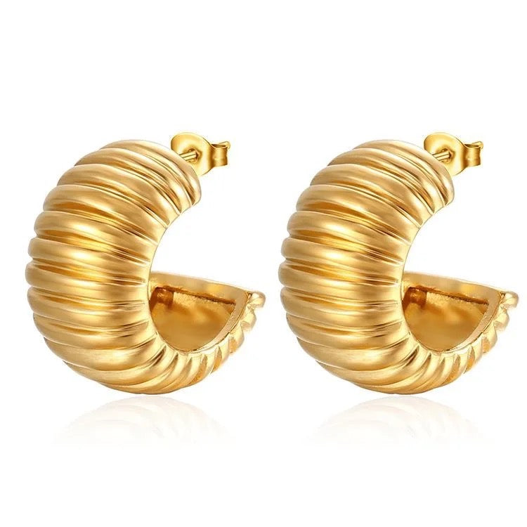 Chunky textured hoops (available in gold and silver)