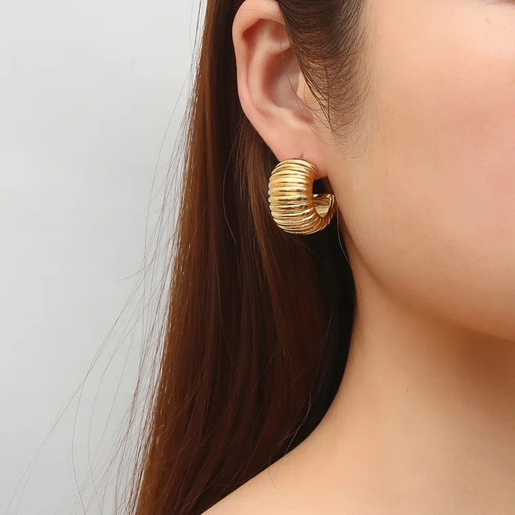 Chunky textured hoops (available in gold and silver)