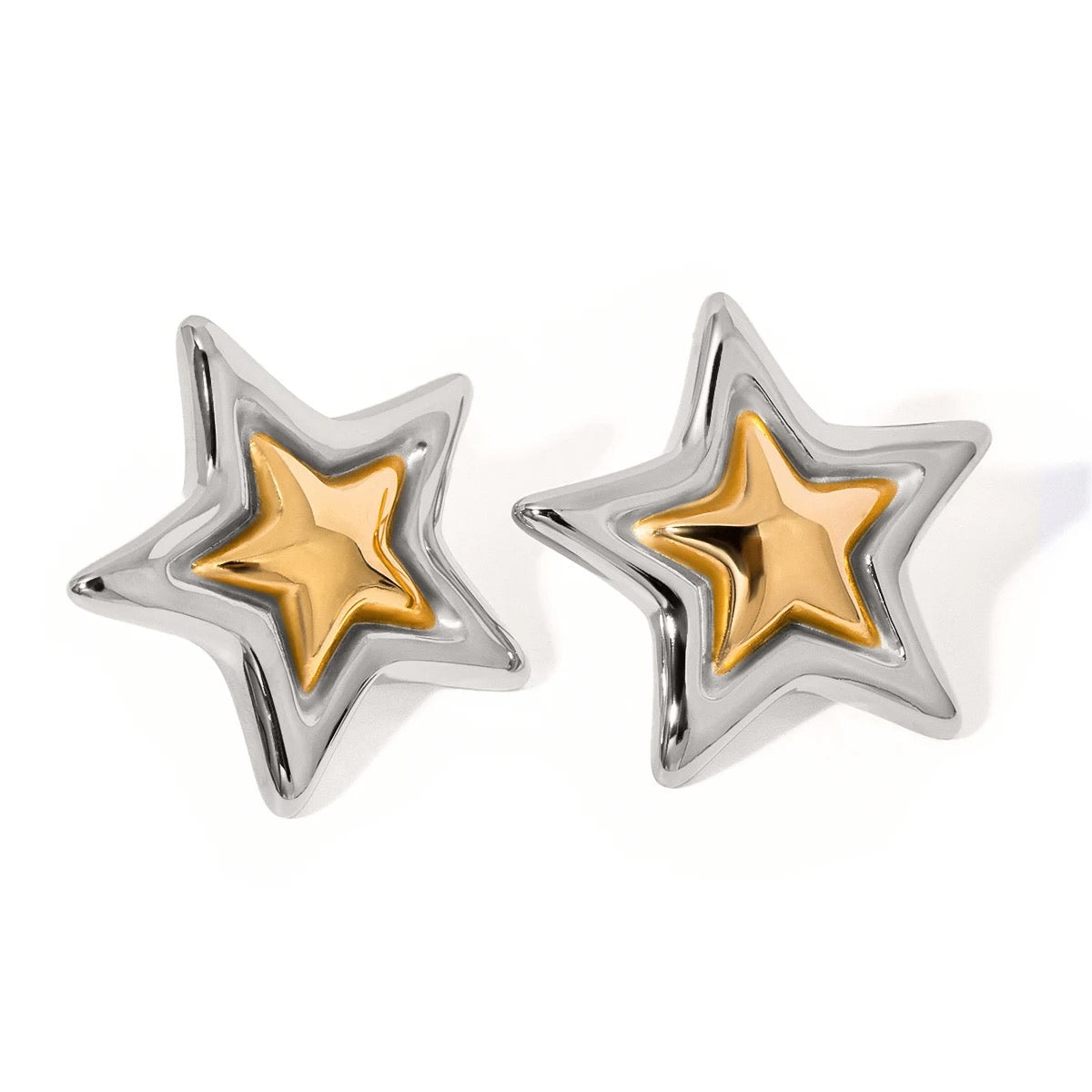 STAR two-tone bold earrings