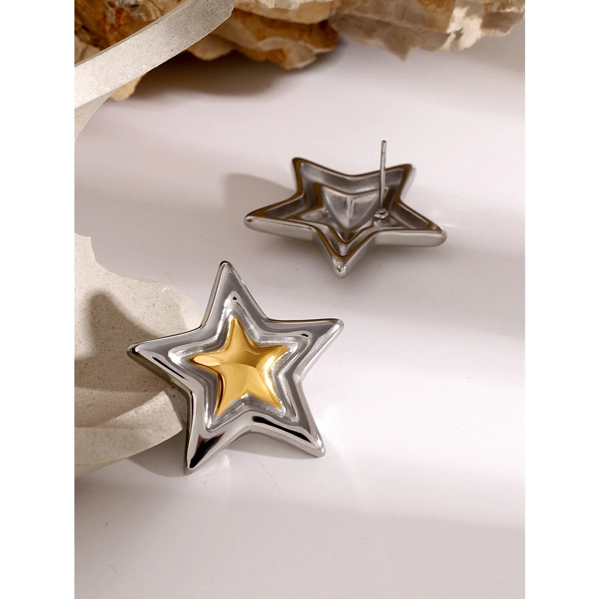 STAR two-tone bold earrings