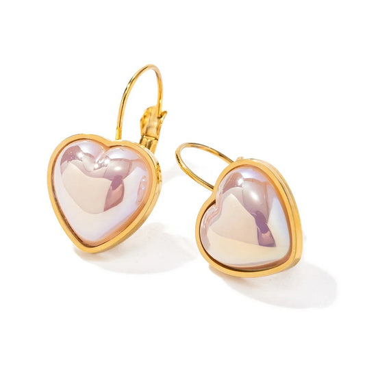 Mermaid pearl heart earrings in cotton candy pink