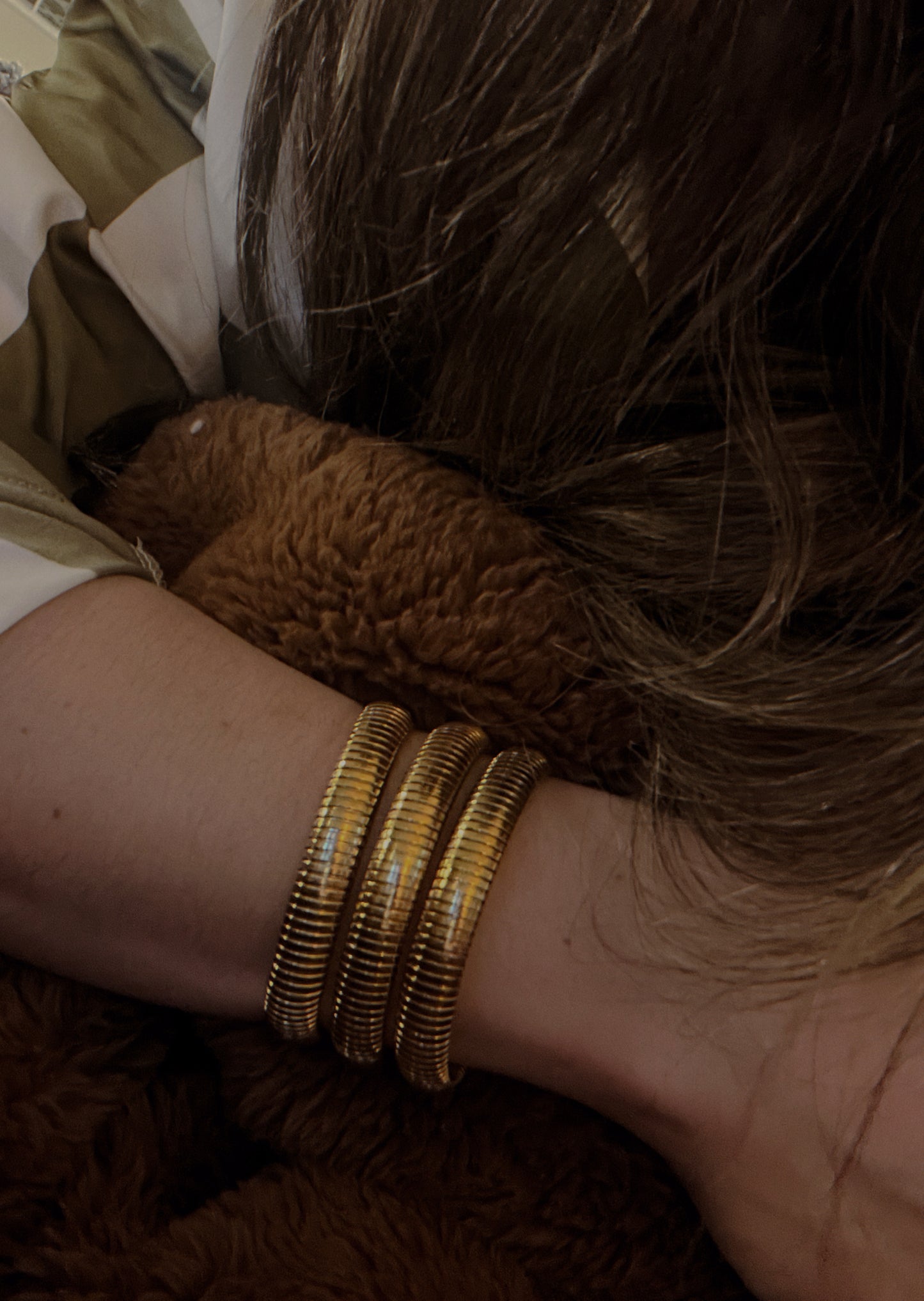 Gold snake bangle bracelet (XS/S)