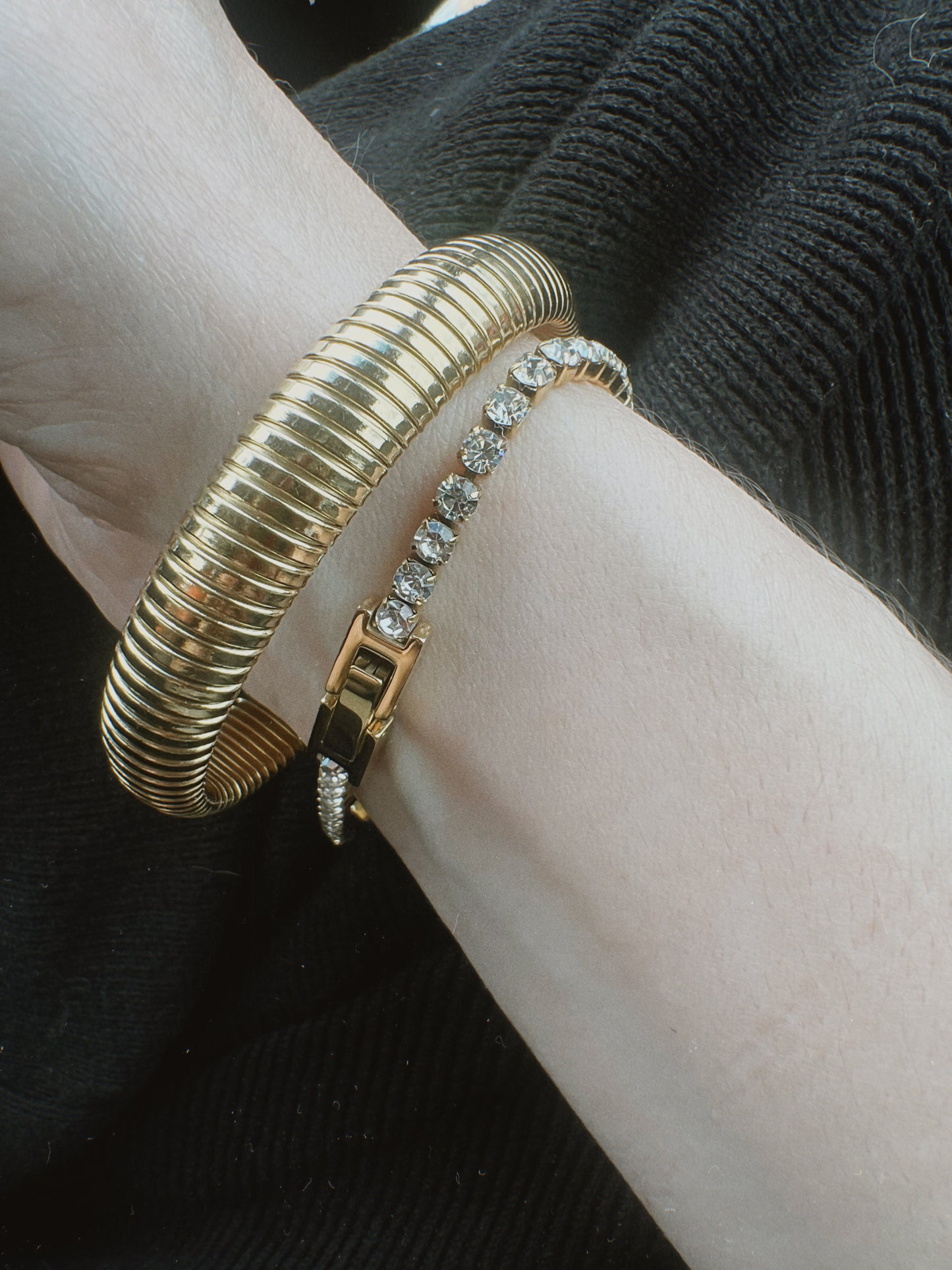 Adjustable tennis bracelet (gold and silver)