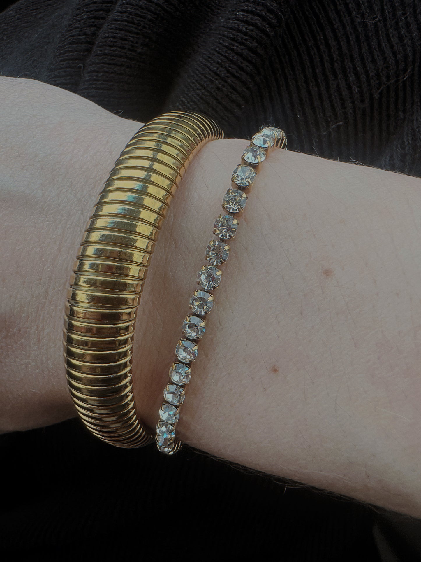 Adjustable tennis bracelet (gold and silver)