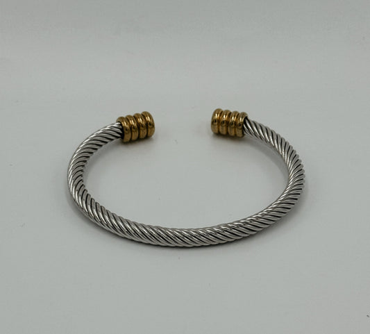 Silver and gold cable bracelet