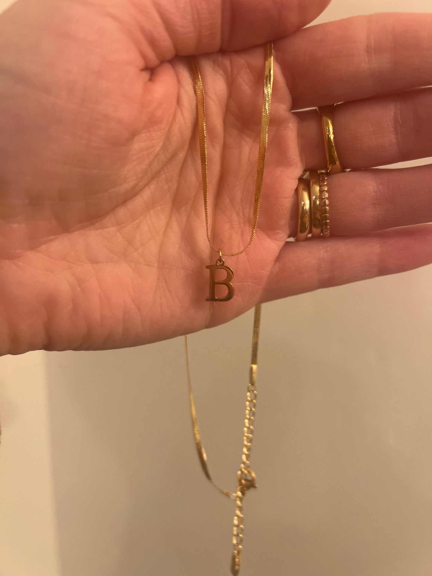 Snake chain initial necklace