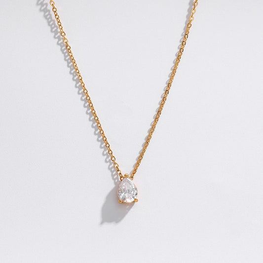 Pear diamond solitaire necklace