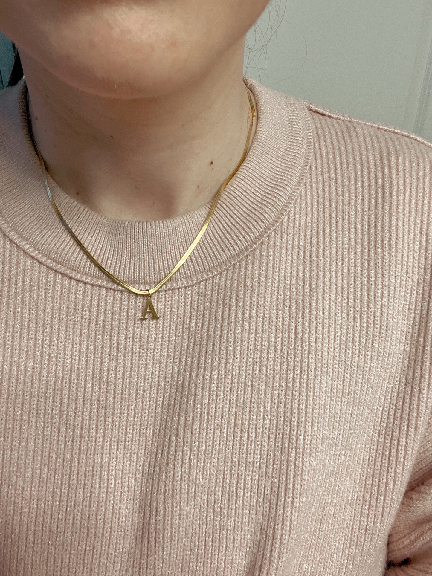 Snake chain initial necklace